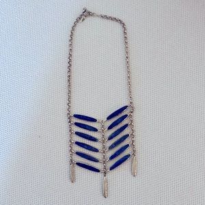 Lapis and feather statement necklace